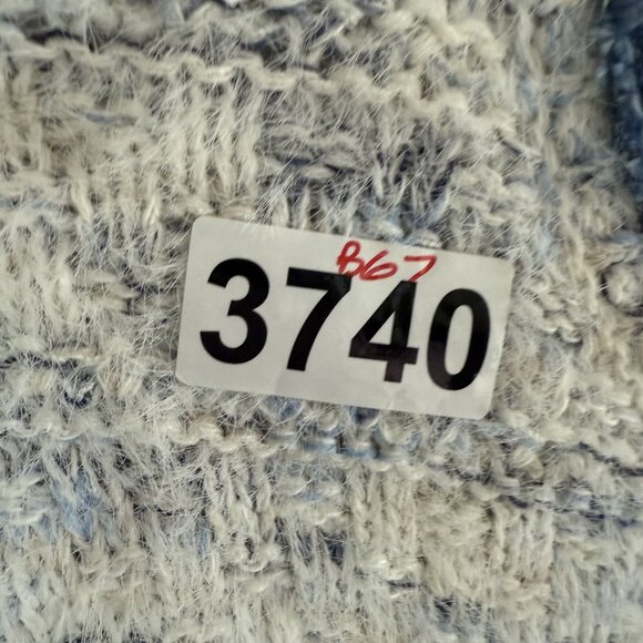 Sioni Button Up Cardigan Sweater Women's Size M Ivory Blue Knit Wool Blend Fall - Picture 6 of 6